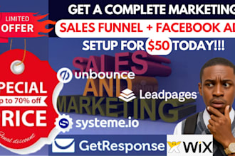 setup sleek systeme io sales funnel, design landing pages with email integration