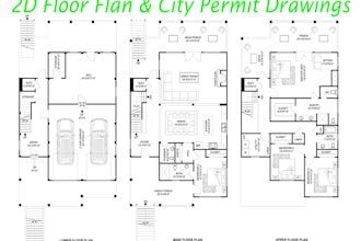 create city permit drawings, 2d floor plans, blueprints and architectural stamps
