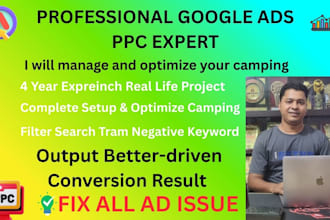 be your google ads ppc expert and manage campaigns