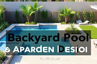 fl, ca, tx, nj design backyard pool and garden landscaping plans for USA homes