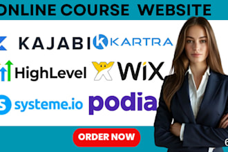 create online course website kajabi wix podia systemeio kartra gohighlevel VA