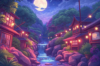 draw a dreamy kawaii anime background for your twitch vtuber
