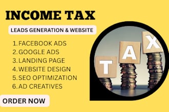 income tax leads tax preparation tax website tax landing page finance website