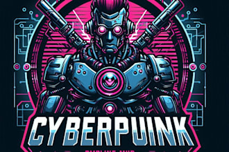 make a cyberpunk robot mascot logo futuristic gaming  sports branding