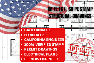 california nj tx wa florida indiana structural engineer pe stamp permit drawings