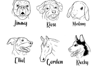 draw your pet animal in line art, one line art, line art icon illustration logo