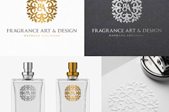 design perfume logo, label, and bottle for your brand