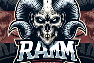make a custom ram skull mascot logo design