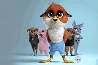 draw custom animal cartoon illustration