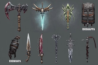 create weapon design and illustration