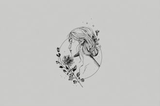 design minimal line art illustration and tattoo