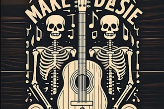 make vintage skeleton music guitar logo