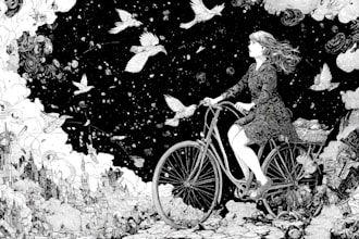 draw black and white ink and pencil illustration