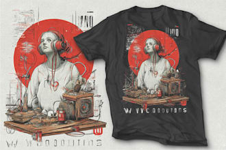 create retro vintage illustration for t shirt print designs