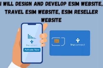 design and develop esim website, travel esim website, esim reseller website