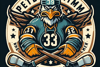 design high quality ice hockey mascot logo with t shirt design