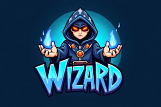 make eye catching wizard magic mascot logo with express delivery