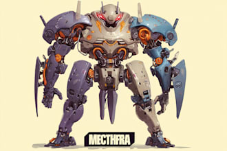 draw amazing character mecha robot illustration