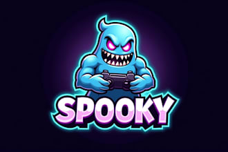 make an amazing spooky ghost gaming mascot logo with unlimited revision