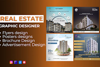 design real estate graphic posts brochures and flyers