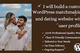 create a custom modern matchmaking wordpress dating website with chat features