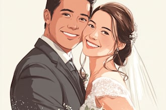 draw a watercolor couple portrait