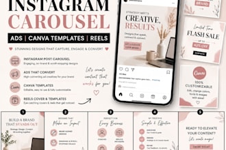 design engaging instagram carousel,ads, canva templates and reels