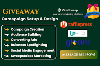 design a giveaway campaign on upviral, viralsweep and gleam