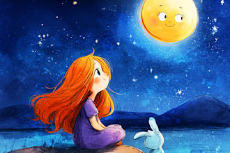 draw children book illustration and children book illustration