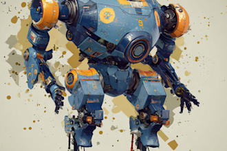 do cyberpunk, sci fi, robot, mecha character concept art my style