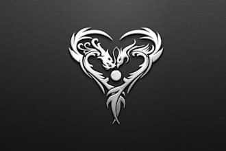 design awesome beautiful dragon and phoenix logo