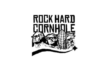 design minimal DIY concrete corn hole kit logo