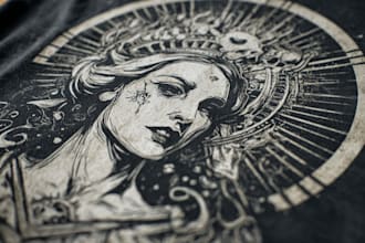 create linocut t shirt design for brands