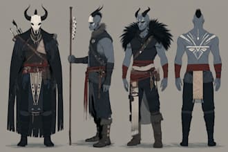 create fantasy character design and concept art ilustration