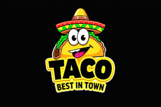 make eye catching taco food mascot logo with unlimited revision