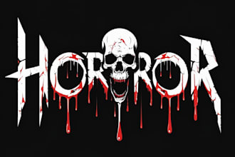 create dark scary classic vintage horror logo design