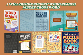design sudoku word search, mazes crossword puzzle activity book for amazon KDP