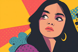 make pop art illutration, portrait cartoon, pop art portrait