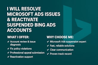 resolve microsoft ads issue, reactivate bing ads suspension