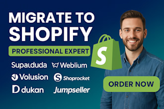 migrate supaduda weblium volusion shoprocket dukan jumpseller jimbo to shopify