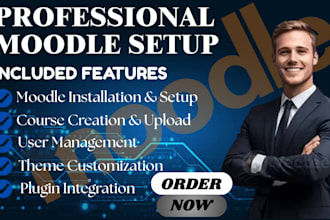 design moodle website, install, customize lms with ai chatbot and automation