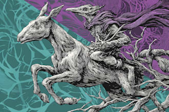 engraving linocut style digital drawing art
