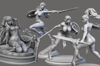 sculpt sfw nsfw character machine model, erotic anime toy figure stl 3d printing