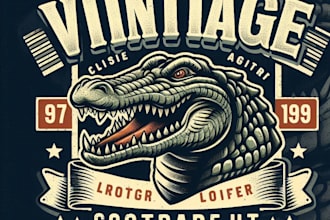 make a vintage crocodile mascot logo  retro bold character design