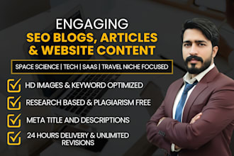 do SEO article writing, blog posts and content writing for b2b and saas