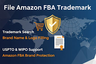 file amazon fba trademark, brand name, logo, trademark search, uspto, wipo