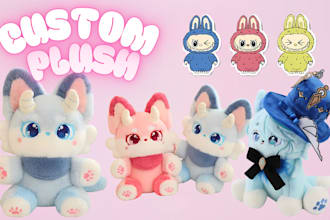 create cute custom plush toy stuffed animal 3d plush dolls oc handmade plushie