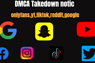 send dmca takedown notice remove content on ig,onlyfans, defaming content