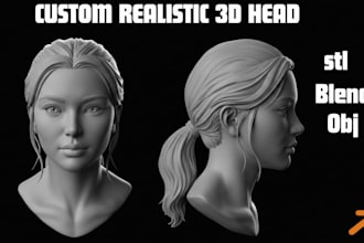 3d realistic head bust model, face statue, full body model figure for 3d print