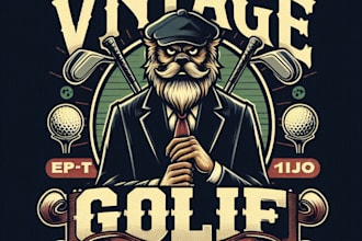make a vintage golf mascot logo t shirt design